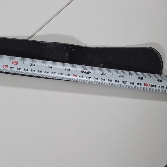 Vintage Textured Belt Womens L Black Gold Black Tone Metal Buckle Whimsigoth Y2K - Picture 7 of 15